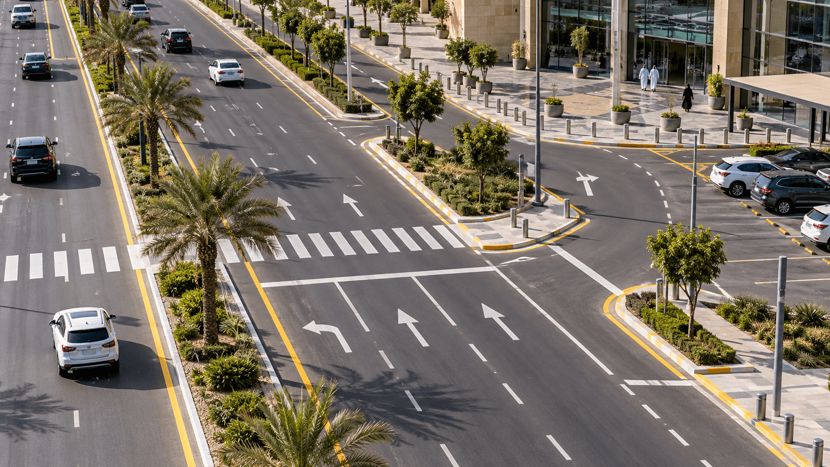 معايير تخطيط الطرق في المشاريع الحكومية والتجارية في السعودية